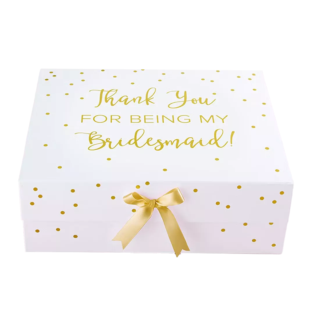 white magnetic gift box with ribbon