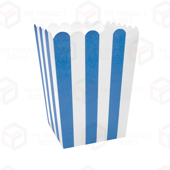 custom blue white popcorn boxes