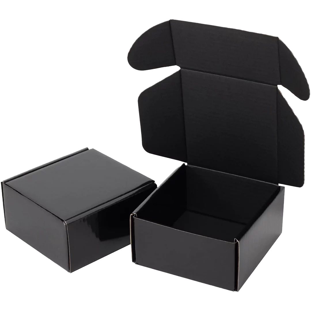 small black cardboard boxes
